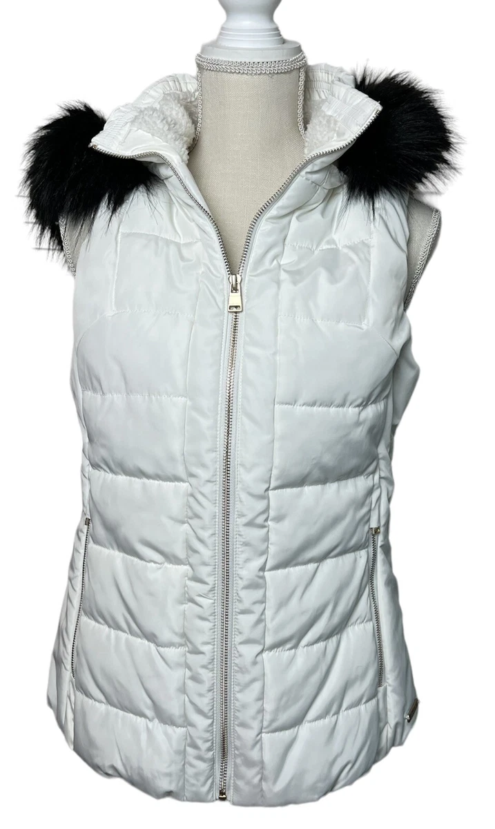 CALVIN KLEIN Performance Women Faux Fur Hooded Insulated Quilted Vest Med  EUC | eBay