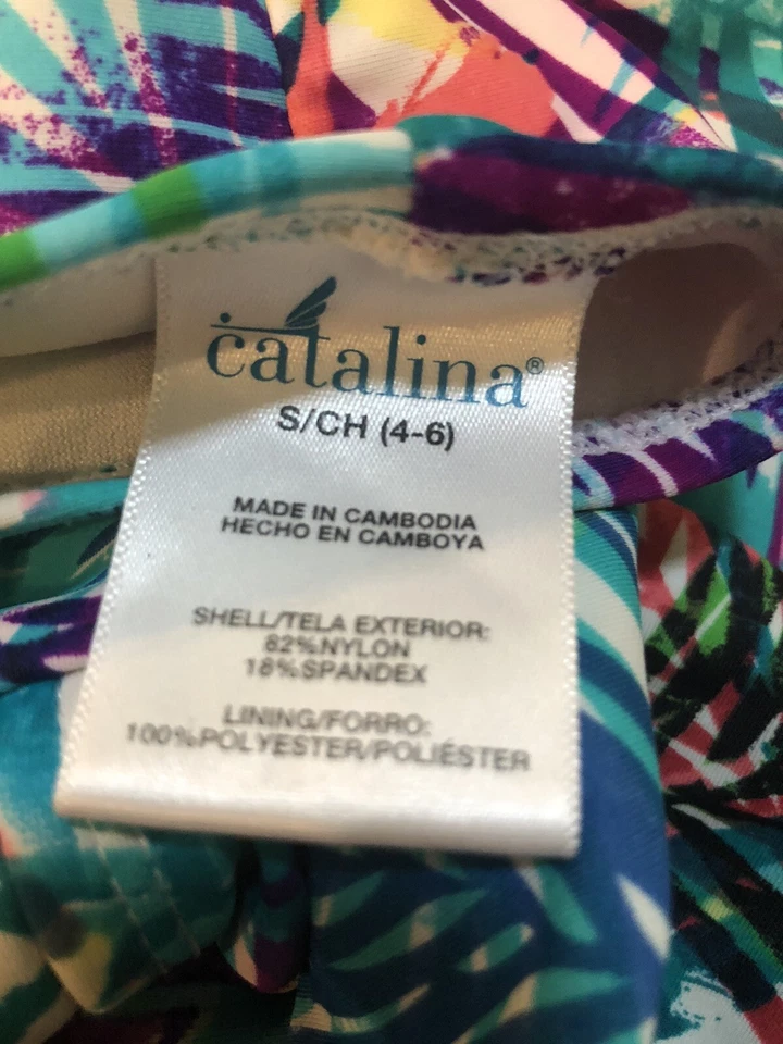 Nuevo con etiquetas Traje de baño Catalina de una pieza halter para mujer talla S blanco multicolor geométrico Foto 4 de 4