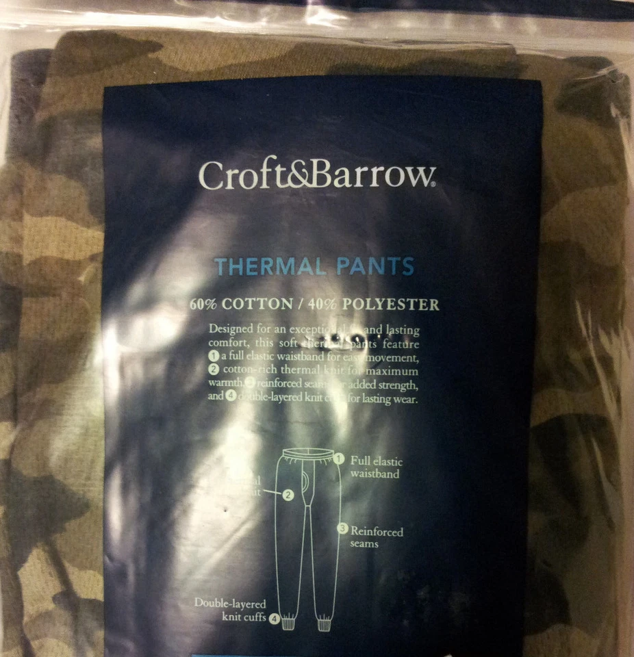 Ropa Interior Térmica Parte Inferior Verde Camuflaje Para Hombres Talla 2XL Se Ajusta a 44"-46" Cintura NUEVO Foto 3 de 4