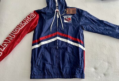 NY RANGERS WINDBREAKER JACKET SMALL MITCHELL & NESS FULL ZIP MSG