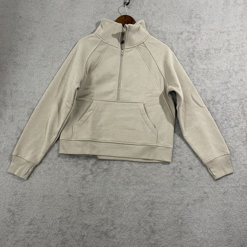 NEW Danskin Womens M Beige Half-Zip Pullover Sweatshirt