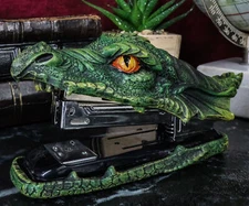 Ebros Gift Green Earth Fire Dragon Head Stapler Light Duty Office Desktop