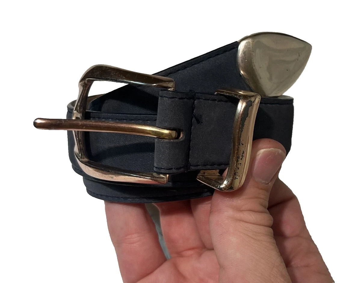 Fossil Black Suede And Leather Belt Size Large Vintage Fossil Black Leather Belt – Holy Thrift main image 2