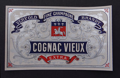 Altes Etikett COGNAC VIEUX EXTRA fein Champagner Brandy French Label