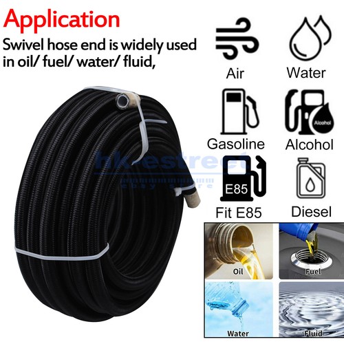 6AN - AN6 Black Nylon E85 PTFE Fuel Line 30FT Hose Oil Gas Line - Picture 5 of 19