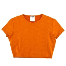 Chanel Cropped T-shirt Top Orange 182191
