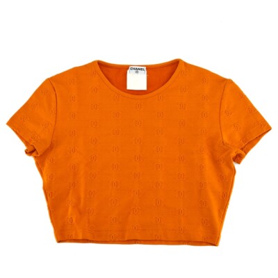 Chanel Cropped T-shirt Top Orange 182191 | eBay