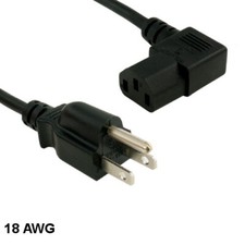 KNTK 6ft 90 Power Cord NEMA 5-15P to IEC-60320 C13 18 AWG 10A 125V SVT Cable