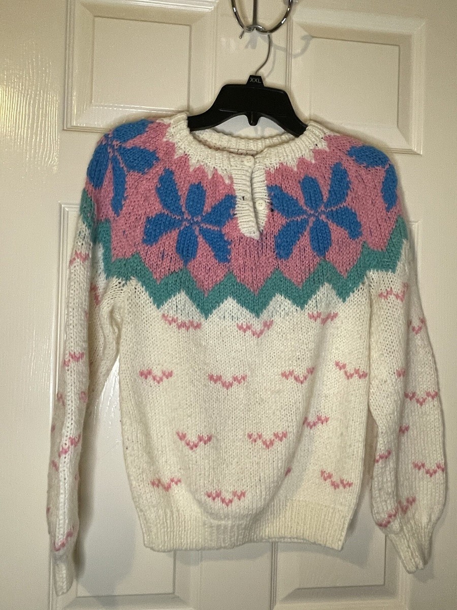 VINTAGE 80s 90s Rainbow Creek Brand Knit Rainbow Sweater SIZE 