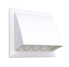 100mm 4" white Cowl with non return flap for tumble dryer or extractor fan etc