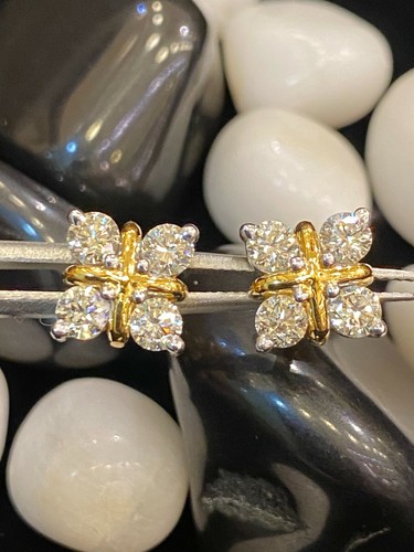 1,60 Cts Rotondo Brillante Taglio Diamanti Borchie Orecchini In 585 Bene 14K Oro - Foto 11 di 12