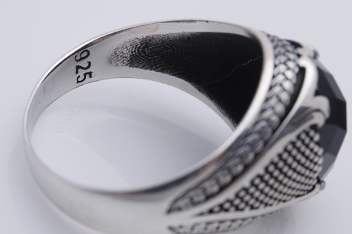 Turkish Style Handmade Jewelry Oval Black 925 Sterling Silver Men's Ring Size Op - Picture 5 of 9