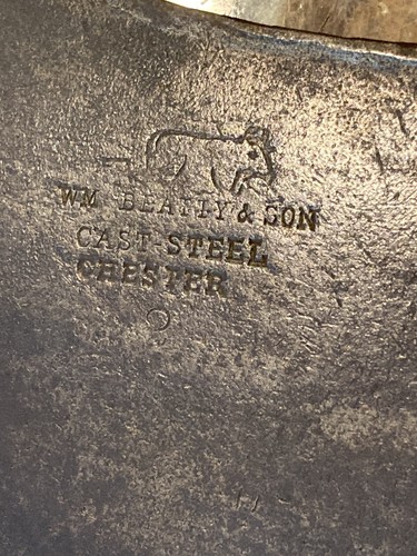 RARE WM BEATTY & SONS CHESTER BEEF SPLITTING CLEAVER CAST STEEL - Picture 4 of 12