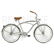 Bicicleta de montaña de 26" Beach Cruiser cromada 140 radios horquilla Springer de una sola velocidad bicicleta de montaña