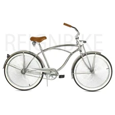 26" Beach Cruiser Chrome Bike 140 Spokes Single Speed Springer Fork Coaster Bike