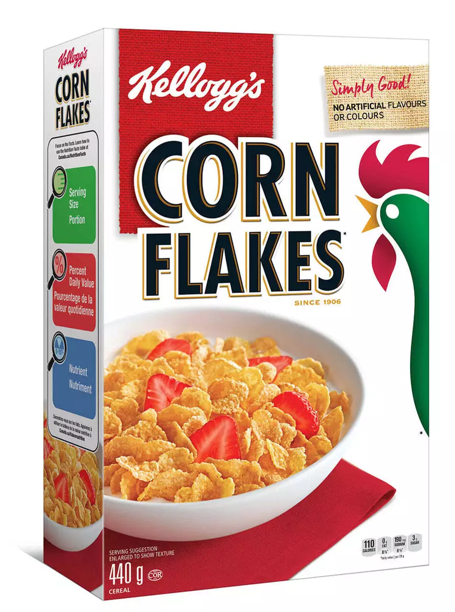 Kellogg's, Corn Flakes Cereal, 440g/15.5oz., {Imported from Canada
