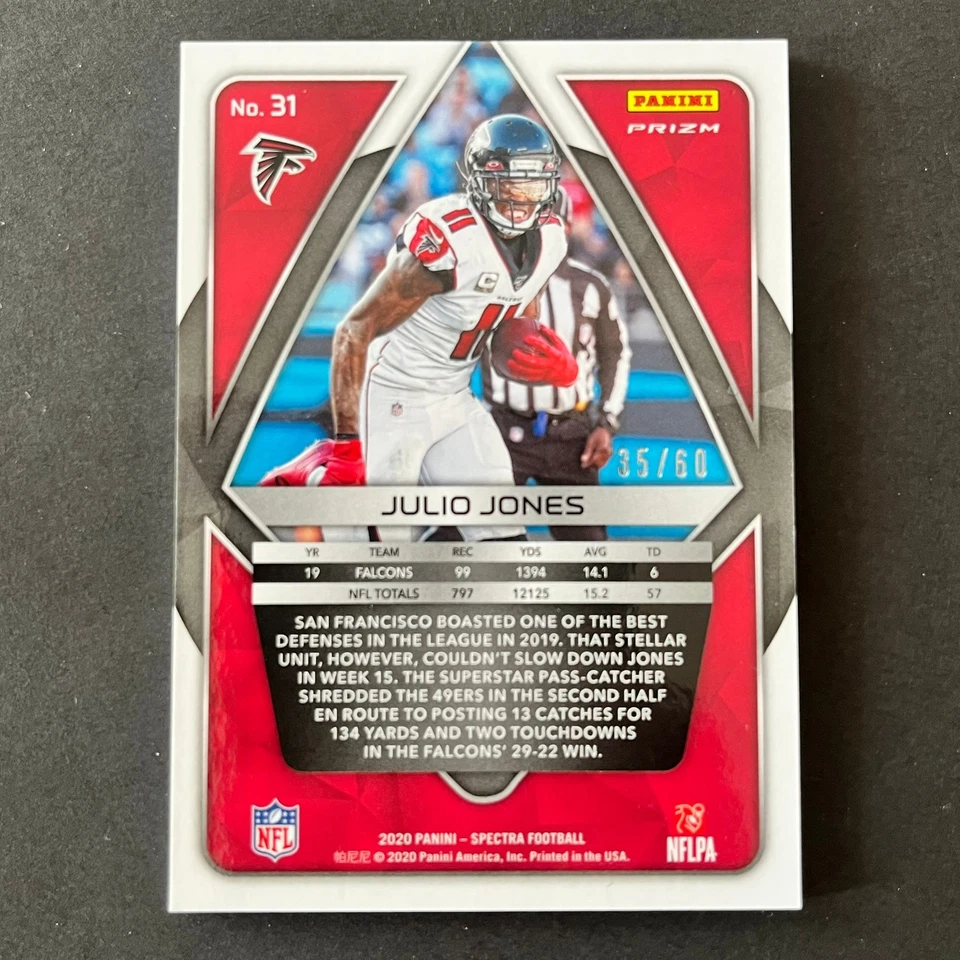 2020 Panini Spectra Neon Blue #31 Julio Jones /60 Atlanta Falcons - Image 2 of 2