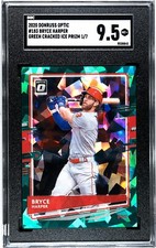 2020 Donruss Optic #183 Bryce Harper GREEN CRACKED ICE PRIZM SGC 9.5 (1/7)