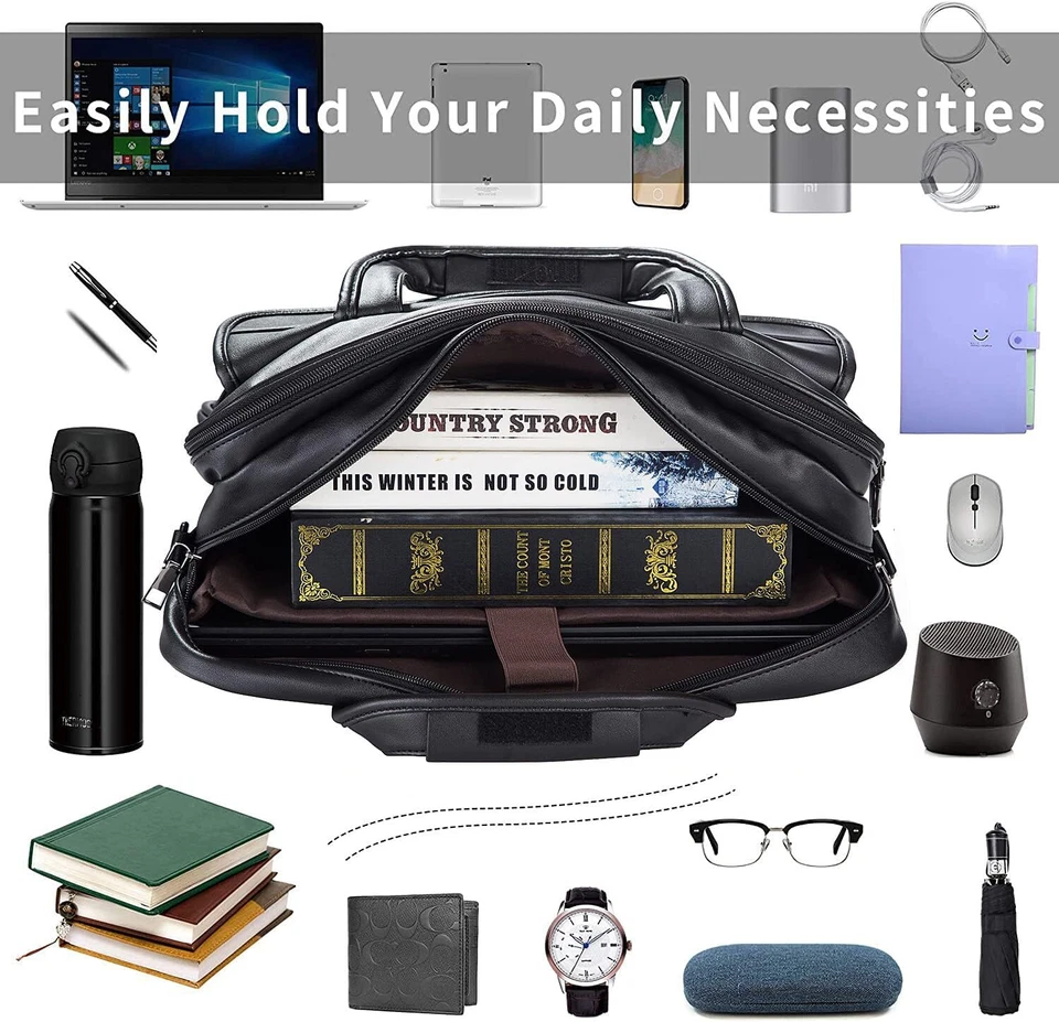 Business Travel Briefcase for 17" Laptops Leather Handmade Messenger Bag - Image 2 of 4