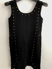 VERSACE WOMAN BLACK DRESS WITH GOLD ACCESSORIES,100%ORIGIN SIZE 42 MADE IN ITALY