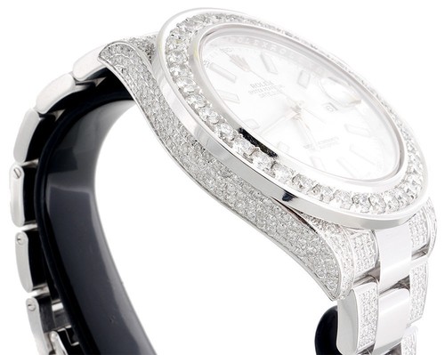 Men's Rolex DateJust II 2 Diamond White Stainless Steel 9.06 Ct 41mm Watch - 第 6/7 張圖片