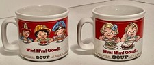 Campbell kids.  2 collectible 1997 Campbell soup mugs bowls.  14 ounces each