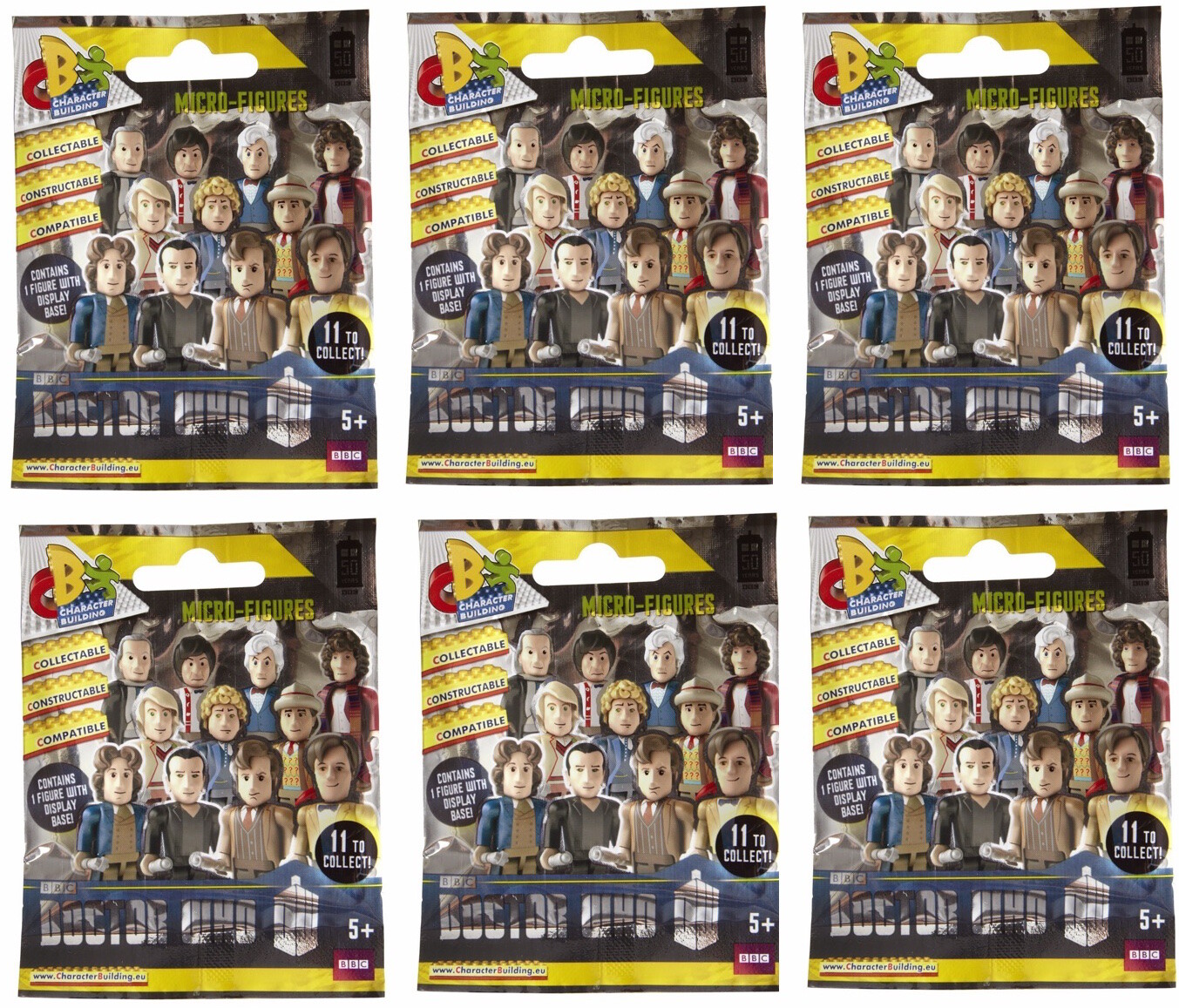 6 Doctor Who 50th Anniversary Character Building Block Micro Figure ...