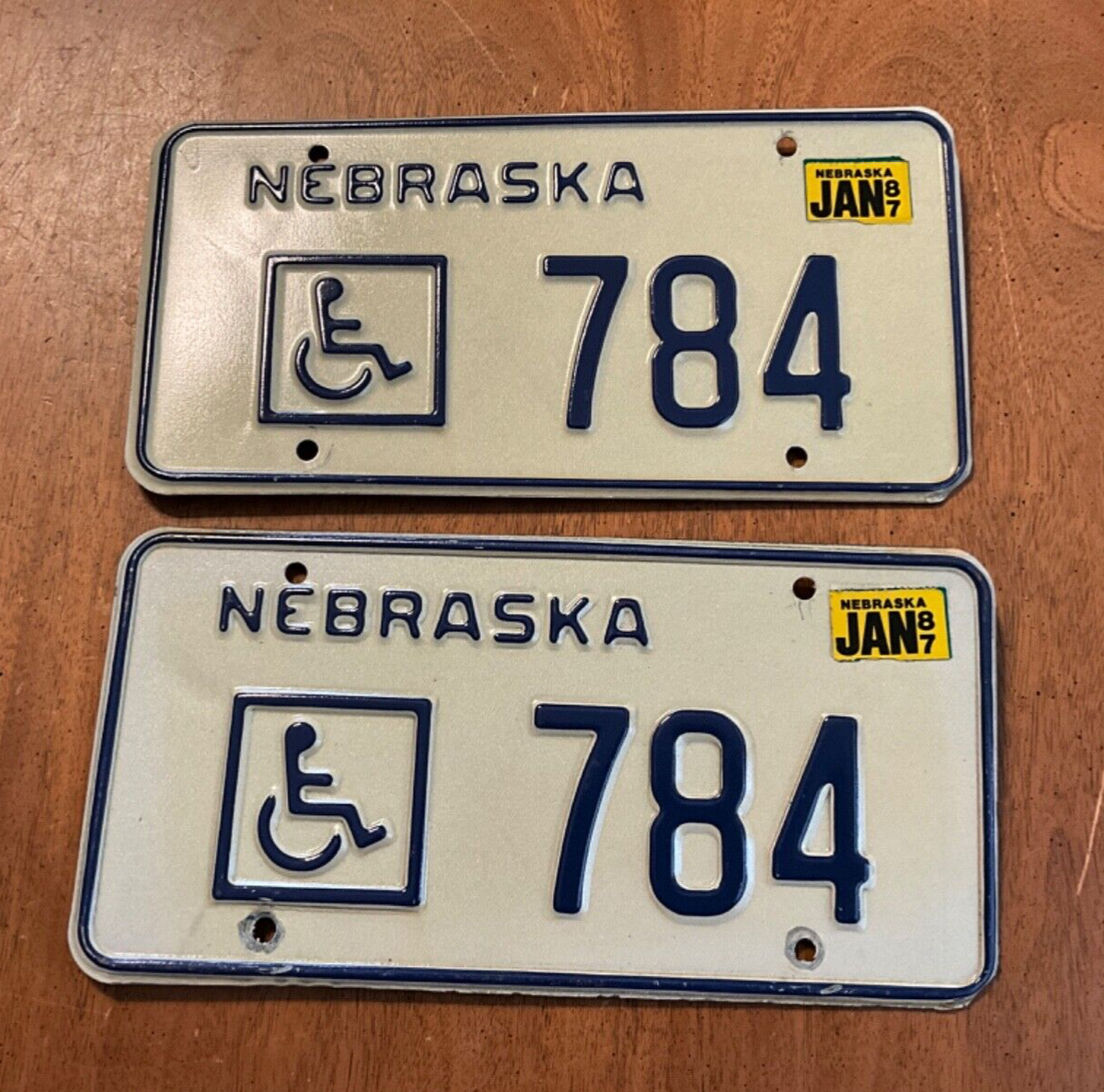 Pair 1987 Nebraska Handicapped License Plate Tag disabled 784 | eBay