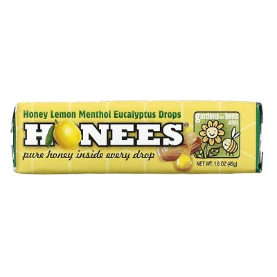 HONEES Cough Drops 24 Pack Menthol Lemon Eucalyptus Honey Natural Relief