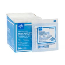 Medline Woven Sterile Gauze Sponge - 2" x 2" - 8-Ply - 2 Boxes of 50