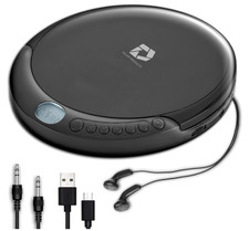 Portable CD Player w/ 60s Anti-Skip Earbuds AUX  USB Power Cable for Home Car