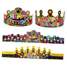 30 Pieces Birthday Crowns for Classroom Adjustable Cute Happy Birthday Hats