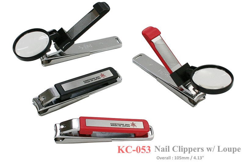 Kanetsune Seki Japan KC-053 Stainless Steel 105mm Red Nail Clippers with Loupe