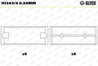 Glyco Kurbelwellenlager H1343/4 0.25Mm FüR Seat Skoda VW
