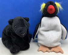 2000 TY Beanie Baby Frigid the Penguin & Cinders the Black Bear