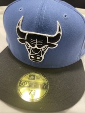 Blue Chicago Bulls New Era 59FIFTY Hat Fitted Mens 7 1/8 NBA Basketball Black