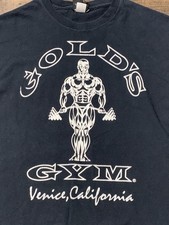 Vintage Gold's Gym Shirt Mens Large Black Venice California Bodybuilding 90s