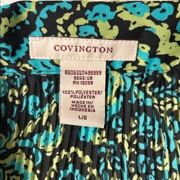 Blusa Top Covington Calada, Azul Verde Cachemira, Dobladillo con Volantes, Manga Corta Foto 4 de 4