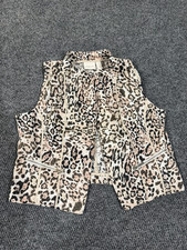 Chicos Jacket Womens 2 Animal Print Brown Beige open Lightweight Casual