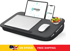 Lap Desk Portable Laptop Stand with Cushion, Fits 17inch, Phone Holder, Black