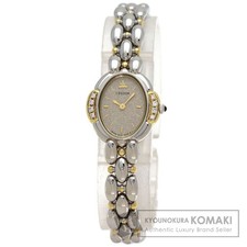 SEIKO 1E70 3040 Credor Oval 8P Diamond Watch Stainless Steel SSxK18YG Ladies Use