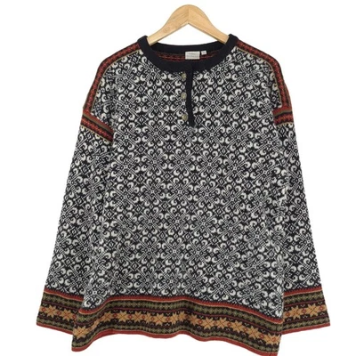 Cbc Nordic Vintage Pull Over Fair Isle Multicolore Col Rond Laine Taille L - Photo 1/4