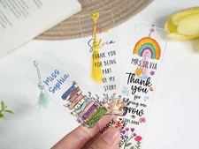 Personalized Teacher Bookmark, Acrylic Bookmark With Tassel, Teacher Gift