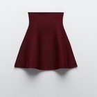 ZARA WOMEN'S BURGUNDY SHORT MINI SKATER HIGH WAIST SCUBA KNIT SKIRT SMALL 🌸 — photo 2