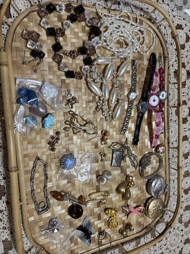 Large Vintage Costume Jewelry Lot Earrings Necklaces Brooches Charms Beads