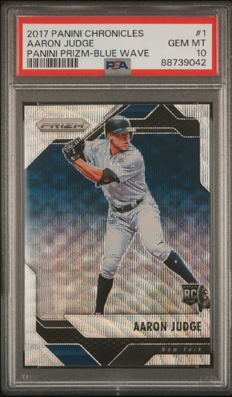 AARON JUDGE 2017 PRIZM BLUE WAVE PRIZM RC ROOKIE #/199 PSA 10 GEM MINT POP 19