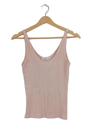 MANGO MNG Damen Top Tanktop Rippstrick Rosa Gr. XS Basic