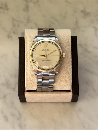 Rolex Zephyr Stainless Steel With Gold Bezel 34 Mm  Model 1008...