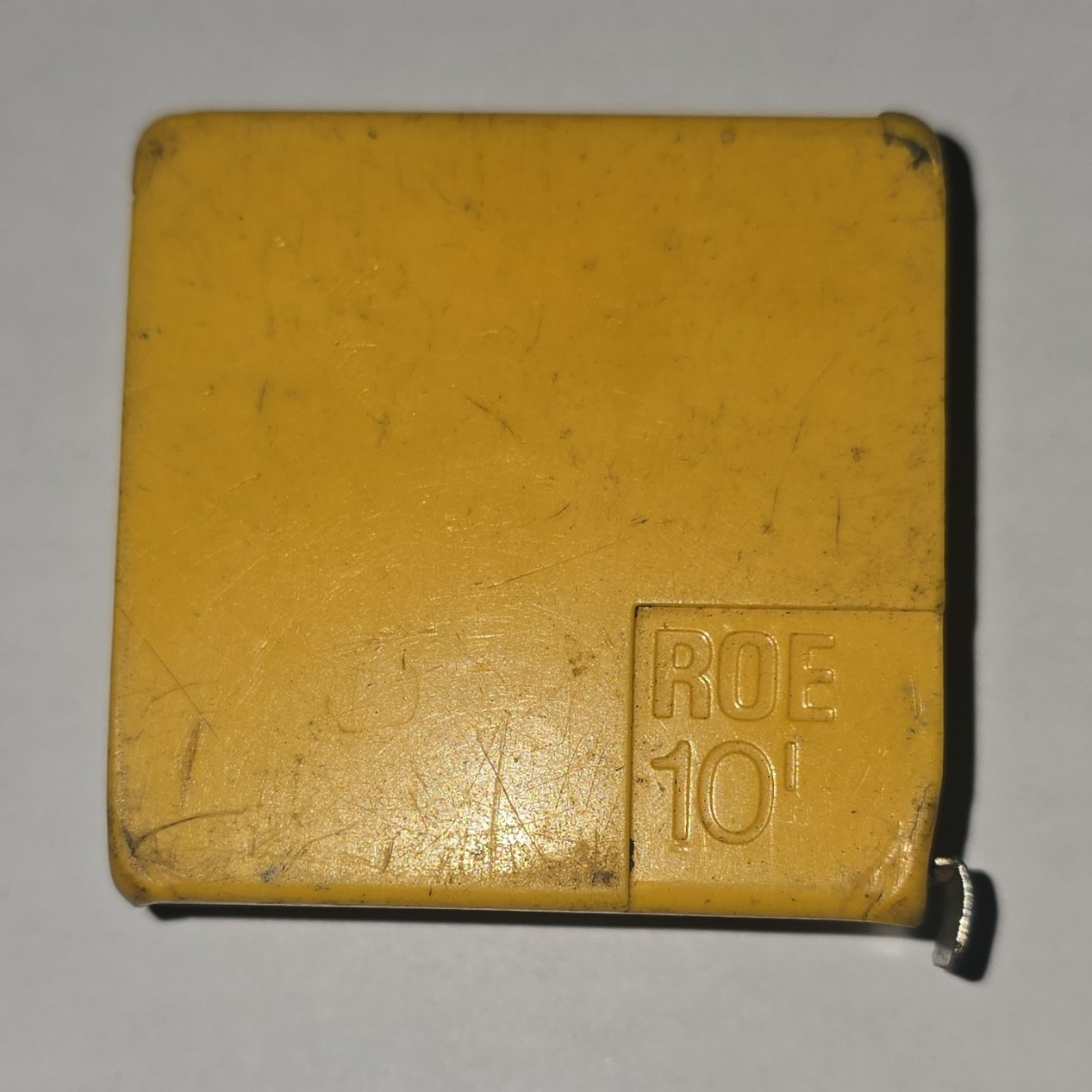 Vintage ROE 10' Retractable Steel Tape Measure - Yellow Plastic Case