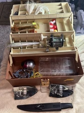 Vintage Plano 6303 Tackle Box - 3 Tier W/Tackle-Les Davis, Fliet Knife & More